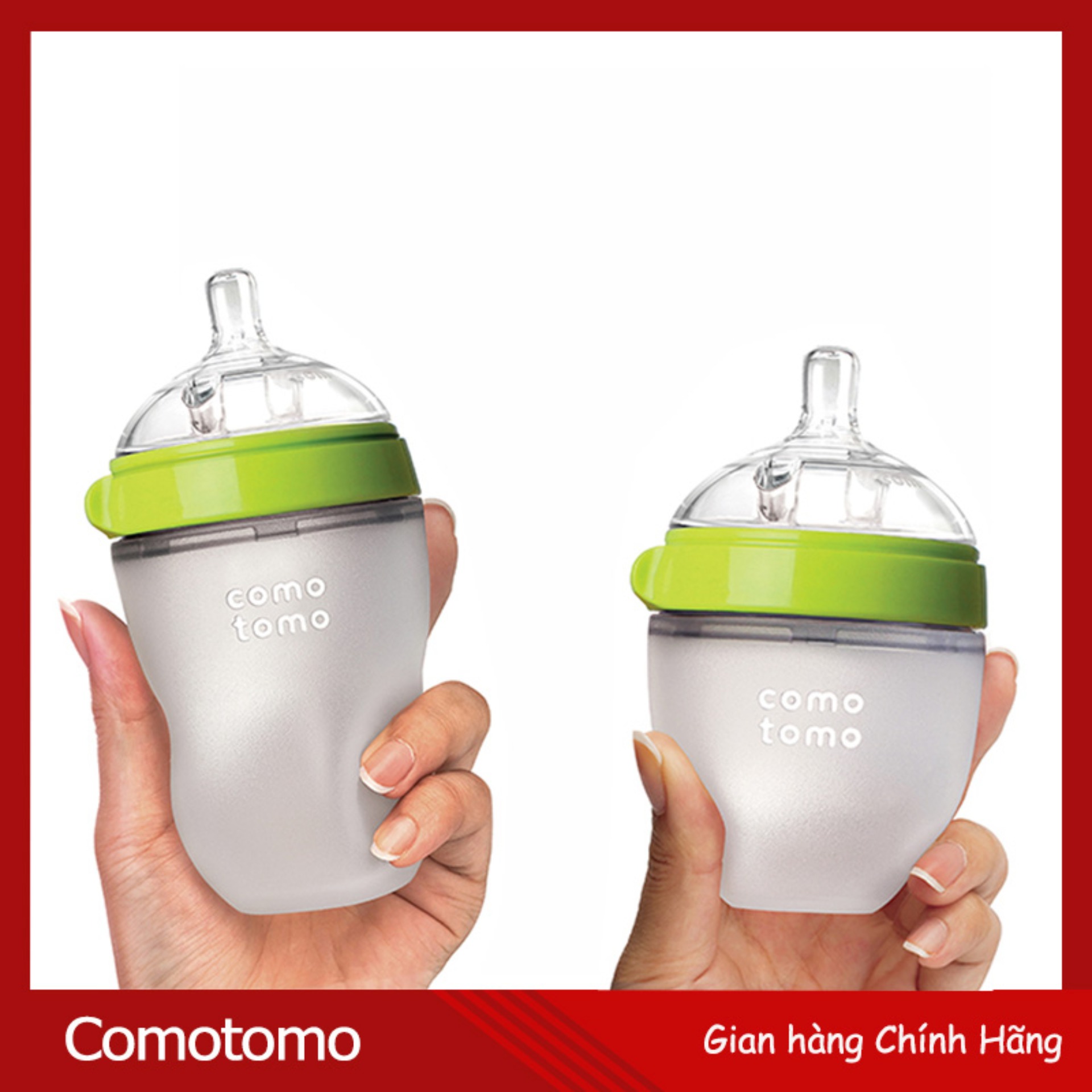 Hộp ghép 1 bình sữa comotomo 150ml xanh và 250ml xanh
