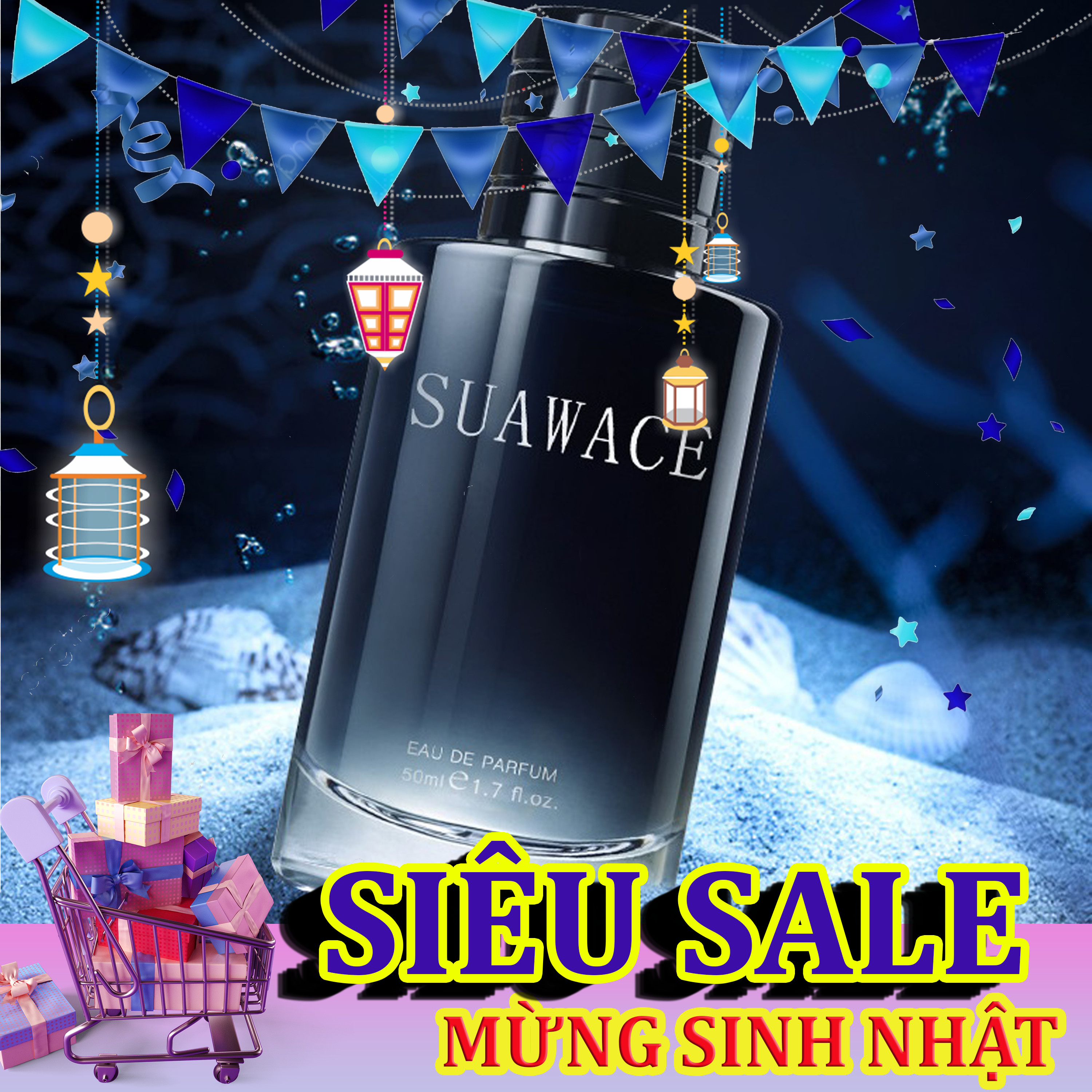 [Hàng mới về] Nước Hoa Nam Cao Cấp SUAWACE, Nuoc Hoa Nam Thơm Lâu, Nước Hoa Nam Quyền năng, Mạnh Mẽ, Kiêu Hãnh Và Hấp Dẫn Bởi Hương Thơm Ngọt Ngào, Quyến Rũ, Thể Tích 50ml- Hieuclock