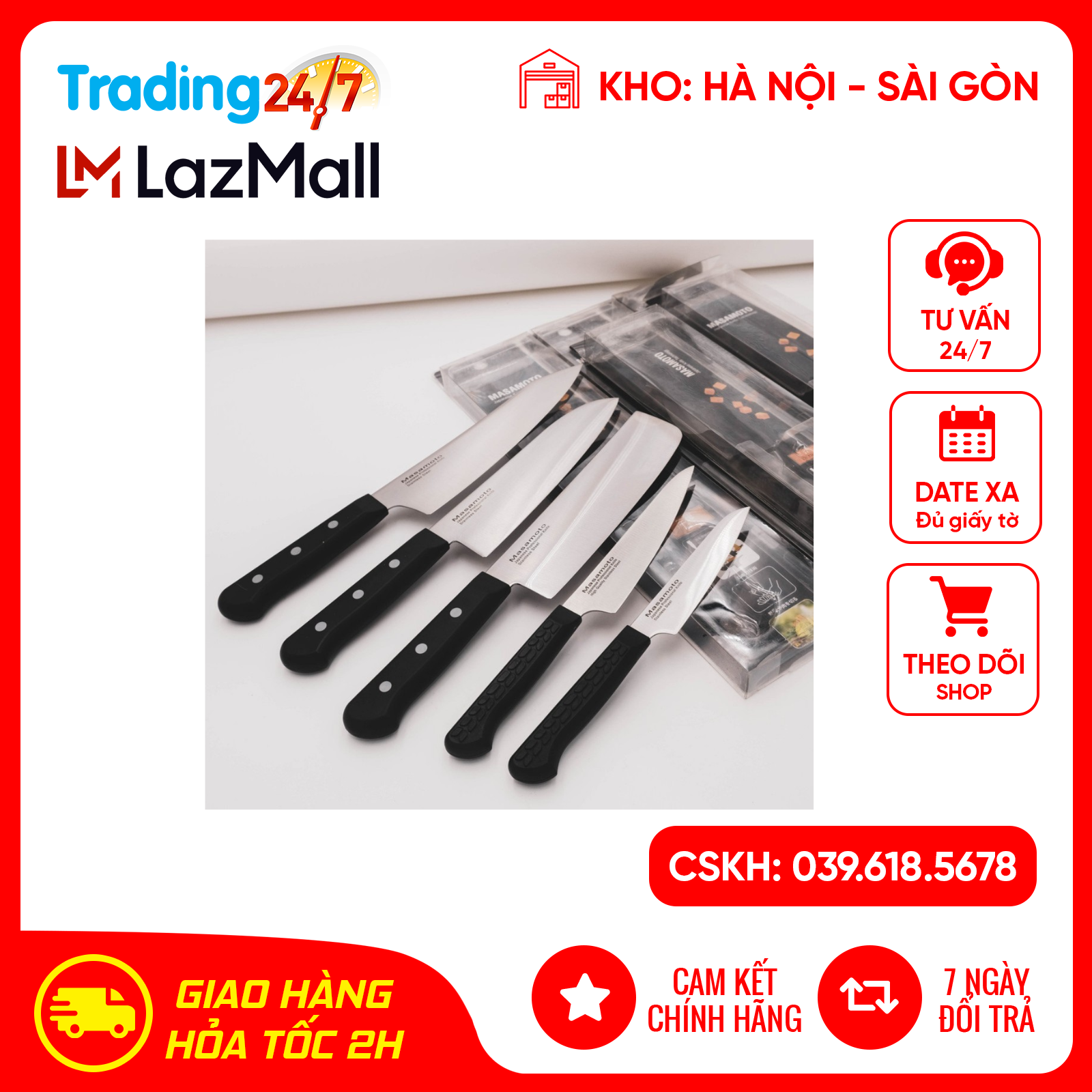 Bộ dao làm bếp cao cấp siêu sắc MASAMOTO Đủ kích thước-Nội Địa Nhật Bản
