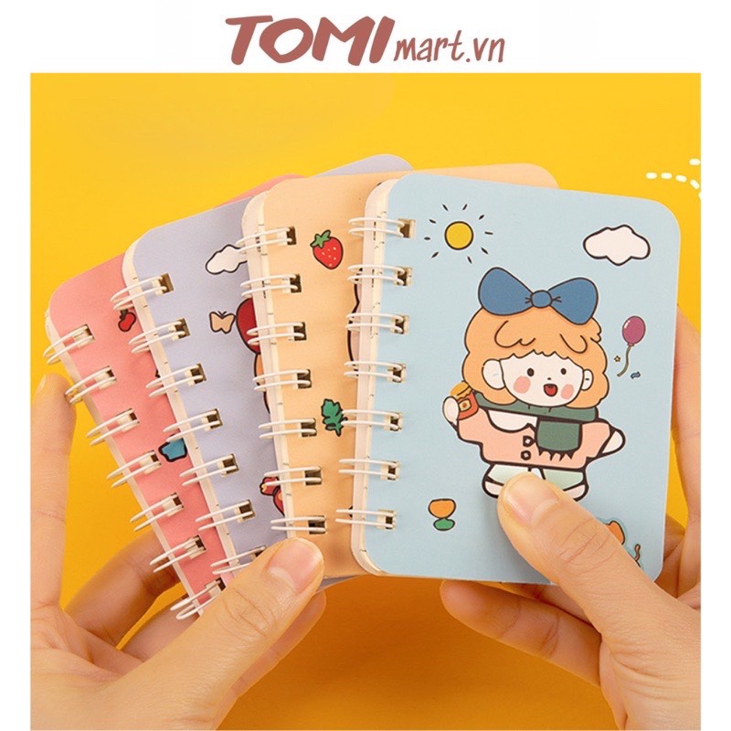 Sổ tay lò xo a7 sổ tay mini ghi chú hoạ tiết dễ thương 014