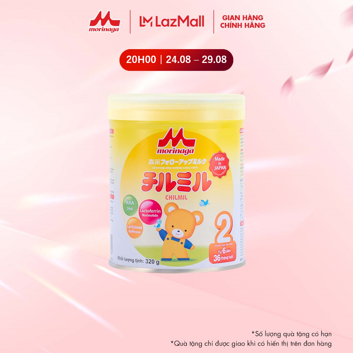 Sữa morinaga chilmil số 2 nhật bản 320g tăng sức đề kháng, dha, ca từ 6-36 tháng chính hãng