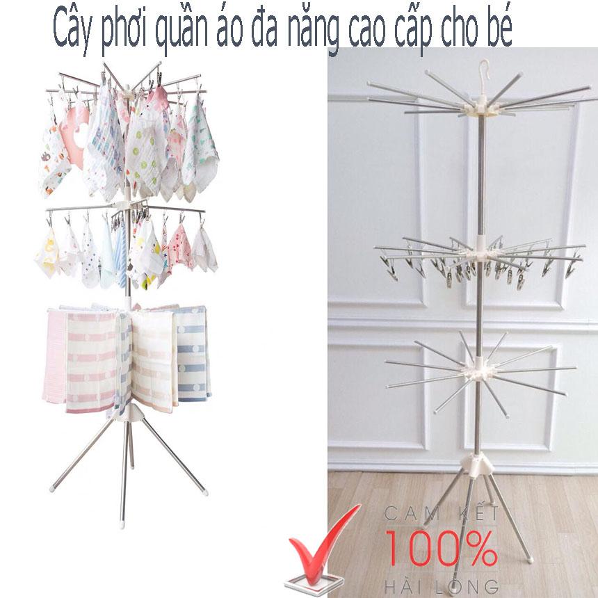 cây phơi quần áo đa năng, Giá phơi quần áo,  cây phơi đồ 3 tầng được sản xuất bằng công nghệ hiện đại, Sào phơi với chất liệu thép cao cấp không gỉ, chịu lực tốt