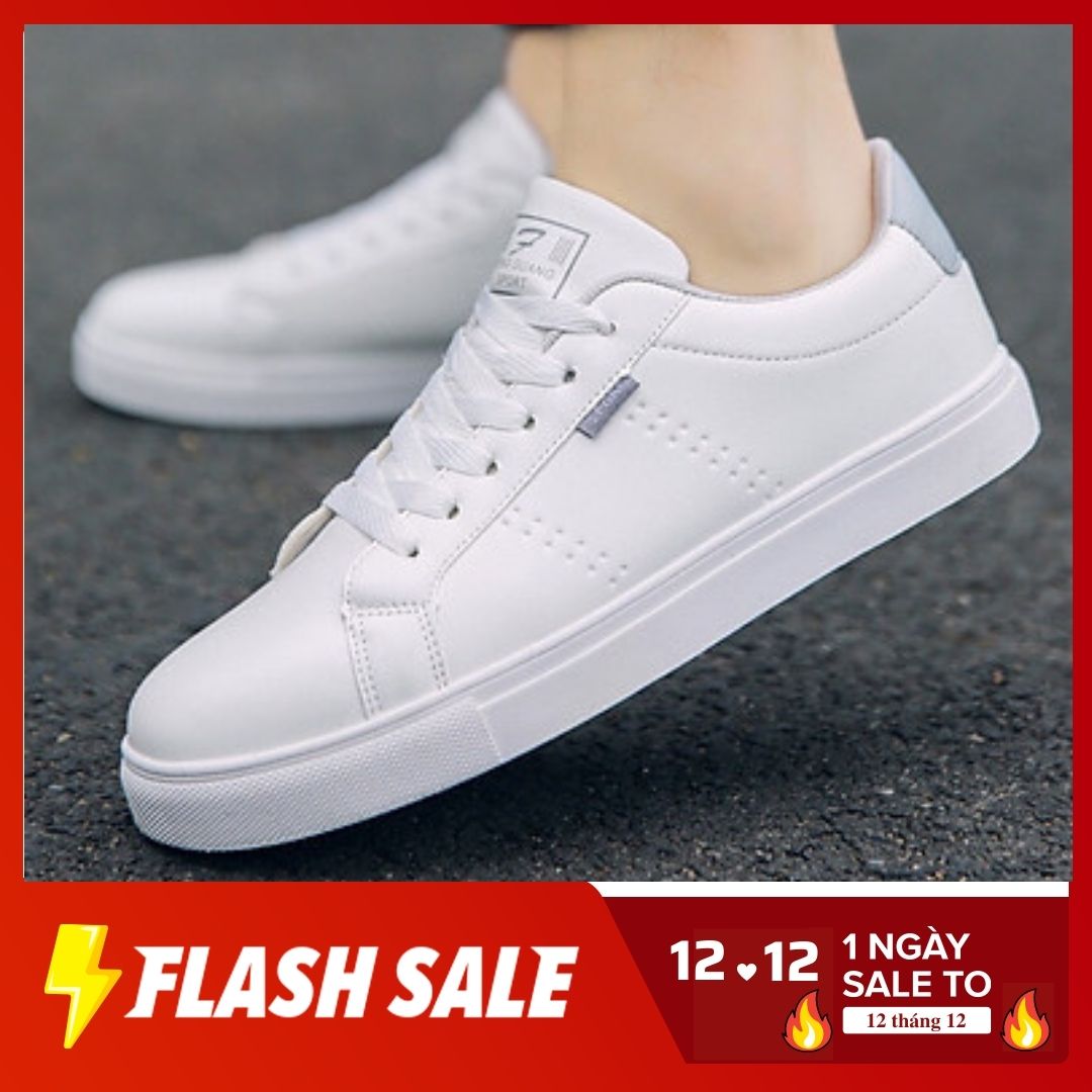 Giày thể thao nam, sneaker nam thời trang màu trắng ghi - SN018