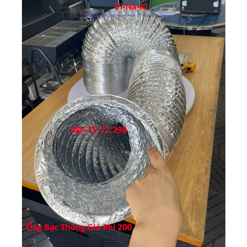 Ống bạc thông gió phi 200, ống dẫn gió quạt d200, ống nối quạt hút gió giá rẻ, ống hút gió D200mm
