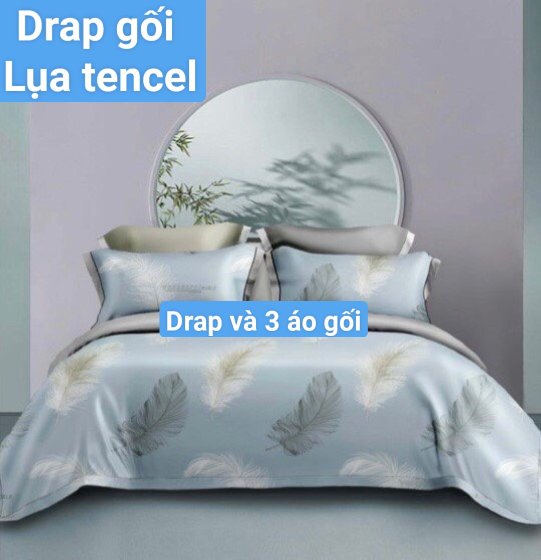 Bộ Drap gối Tencel vải nhập Hàn Quốc đỉnh cao mát mềm mại { drap và 3 áo gối