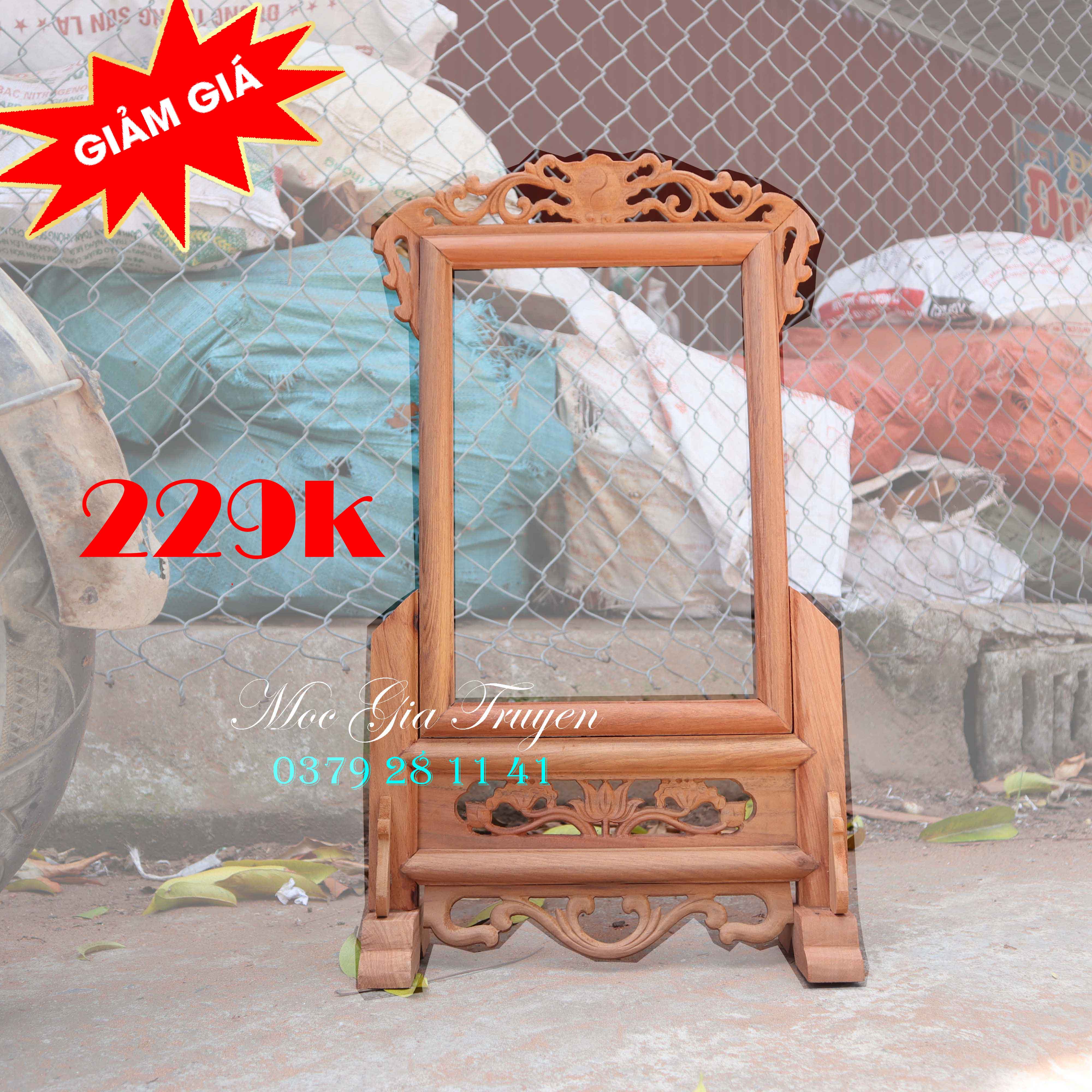 Khung ảnh bàn thờ gia tiên gỗ hương 5 cỡ ảnh