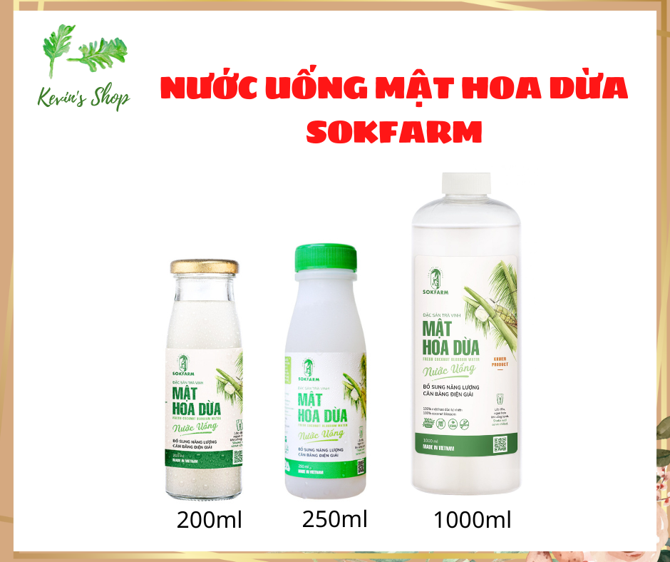 Nước uống mật hoa dừa Sokfarm, đặc sản Trà Vinh.