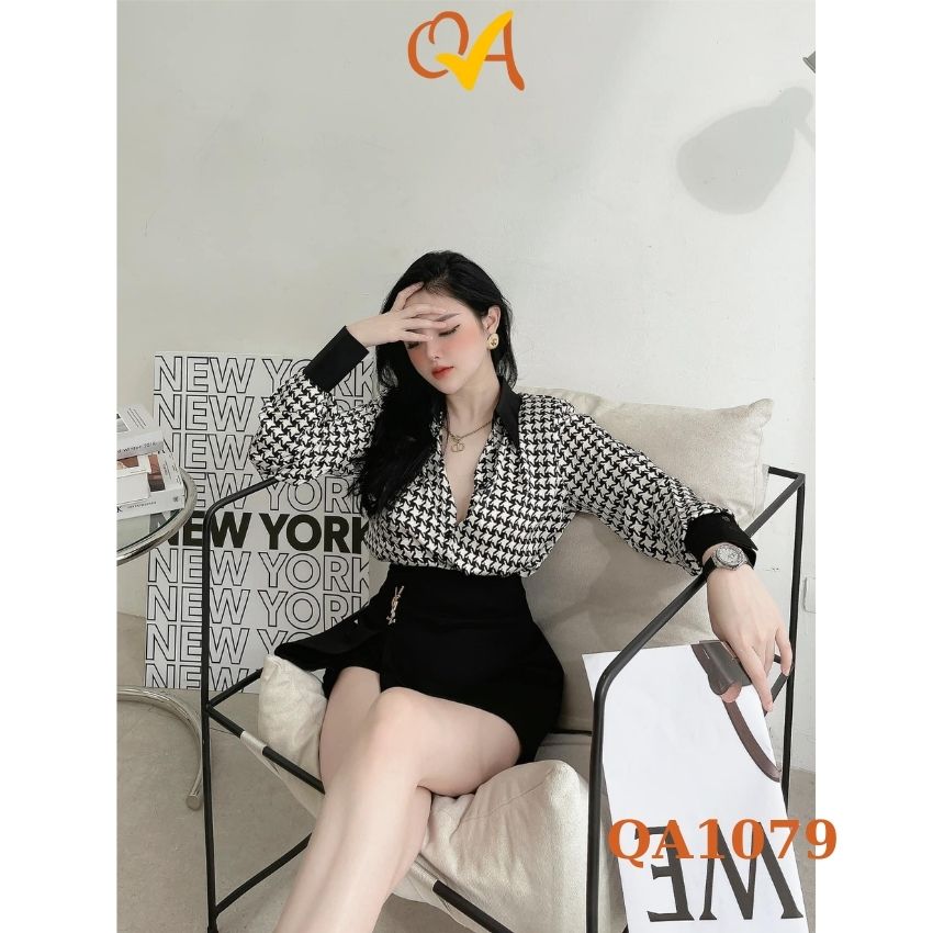 Set Váy thời trang dạo phố, công sở Quocanh chân váy phối với áo sơ mi tay dài