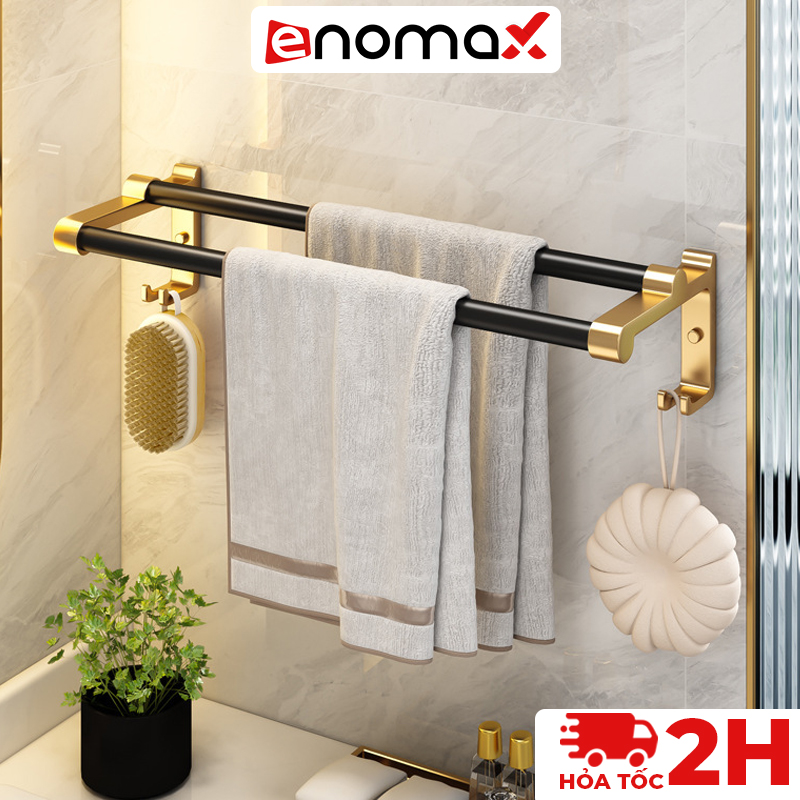  Giá treo khăn mặt Enomax dán tường chất liệu nhôm không gian cao cấp tặng kèm keo dán ốc vít - Eno 0138 
