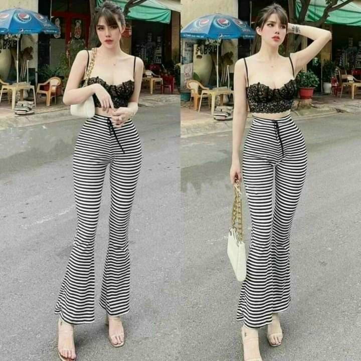 Quần ống loe - Set quần legging cạp cao ống loe