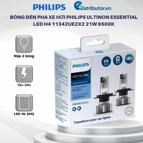 Bóng đèn pha xe hơi philips ultinon essential led h4 11342ue2x2 21w 6500k - hàng chính hãng
