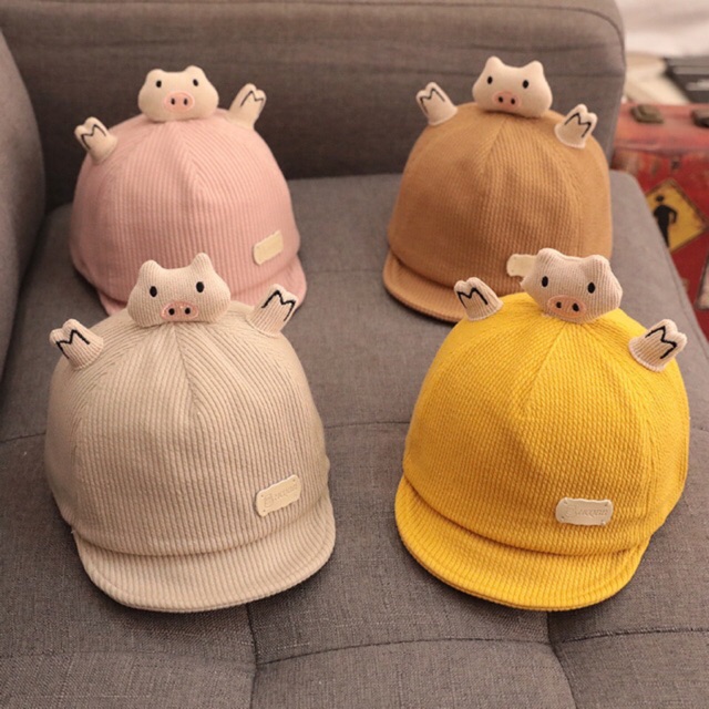 Mũ nón lưỡi trai CHÚ LỢN cho bé trai và gái 3m -2 tuổi