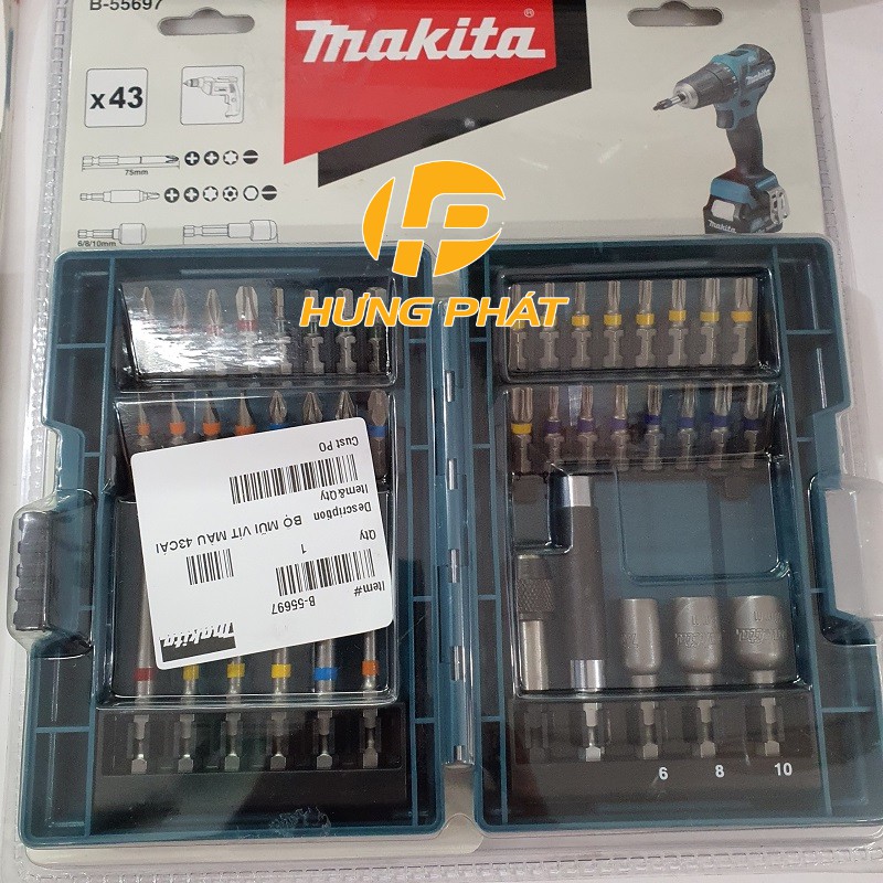 Bộ mũi vít Makita 43 chi tiết B-55697, chất lượng đảm bảo an toàn đến sức khỏe người sử dụng, cam kết hàng đúng mô tả