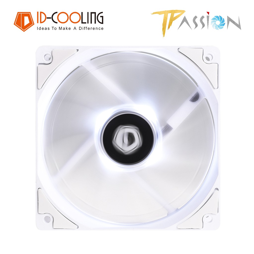 Quạt tản nhiệt fan case 12cm id-cooling xf-12025-sw - full trắng led trắng dịu tôc 1800rpm hiệu năng cao quay êm