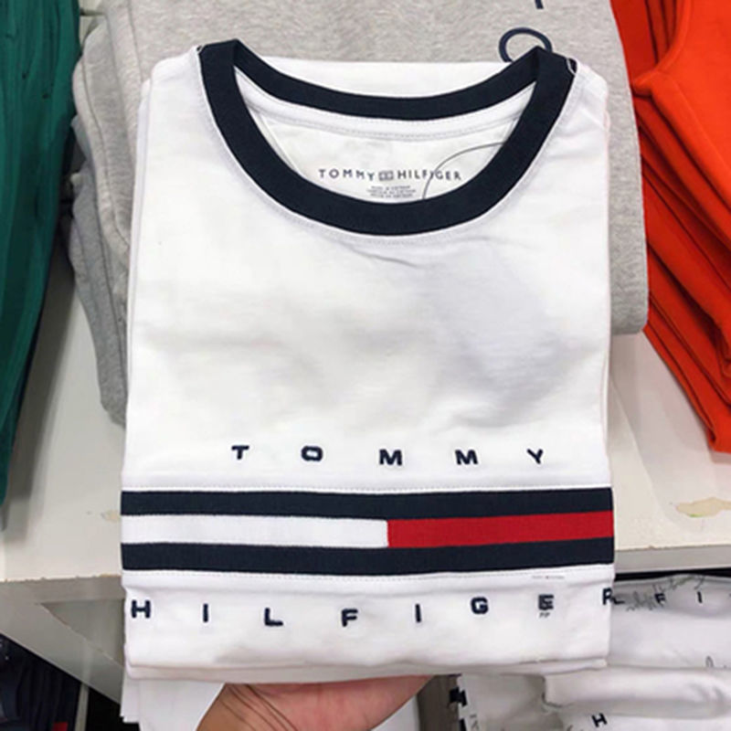 Mua tommy. táo sơ mi nam cotton tay ngắn vòng cổ áo sơ mi trắng tay