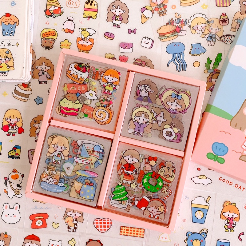 Tấm sticker cute trang trí bình nước, bình giữ nhiệt, tập vở chống thấm nước