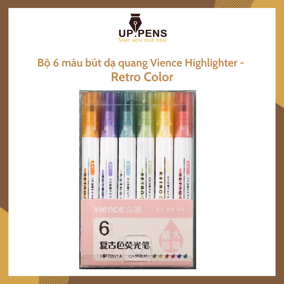 Bộ 6 màu bút dạ quang Vience Highlighter – Retro Color