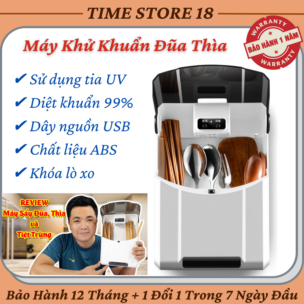 Máy Sấy Và Khử Khuẩn Đũa Thìa Bằng Tia UV Diệt Trừ Vi Khuẩn Cùng Nấm Mốc Bảo Vệ Sức Khỏe Gia Đình Bạn - Bảo Hành 12 Tháng