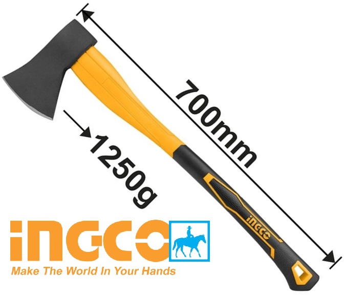 Búa rìu cán nhựa lõi thép 1250g dài 70cm ingco total hax02012508 tht7812506
