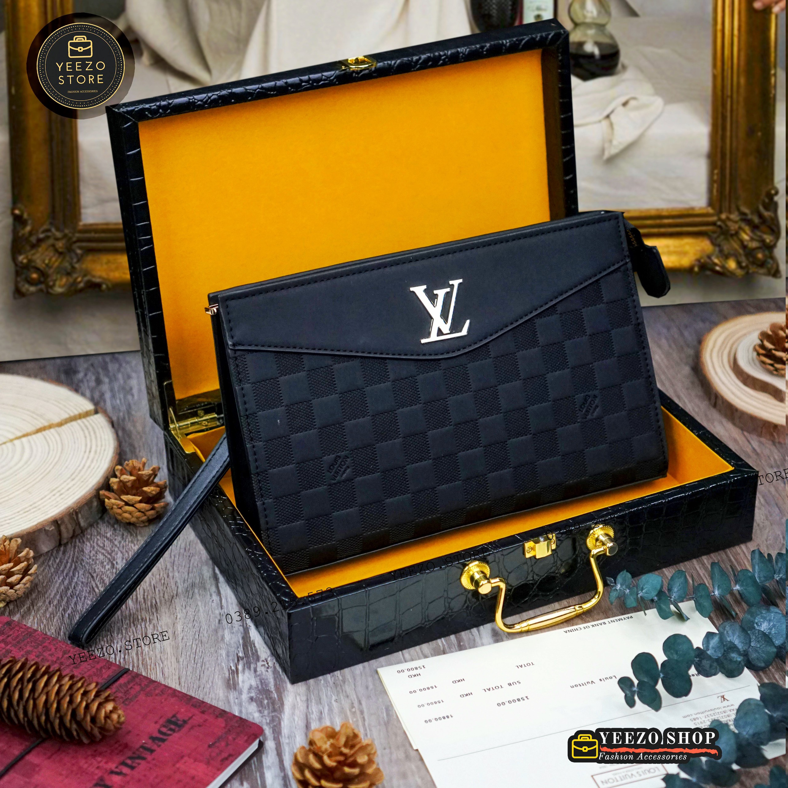 Ví cầm tay cao cấp yeezo store - clutch dự tiệc nam nữ - túi cầm tay sang trọng l222