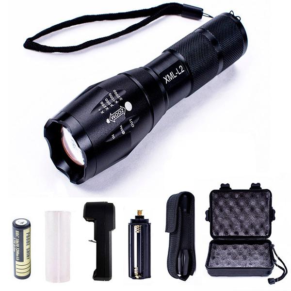 Đèn pin siêu sáng Police 1000Lumens XML-T6, tặng kèm Pin, bộ sạc và hộp chống sốc