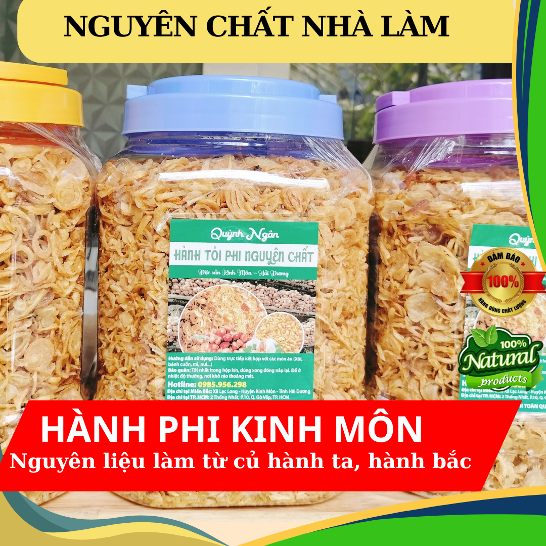 500g hành phi nguyên chất Kinh Môn Hải Dương, làm từ củ hành ta thơm ngon, giòn rụm