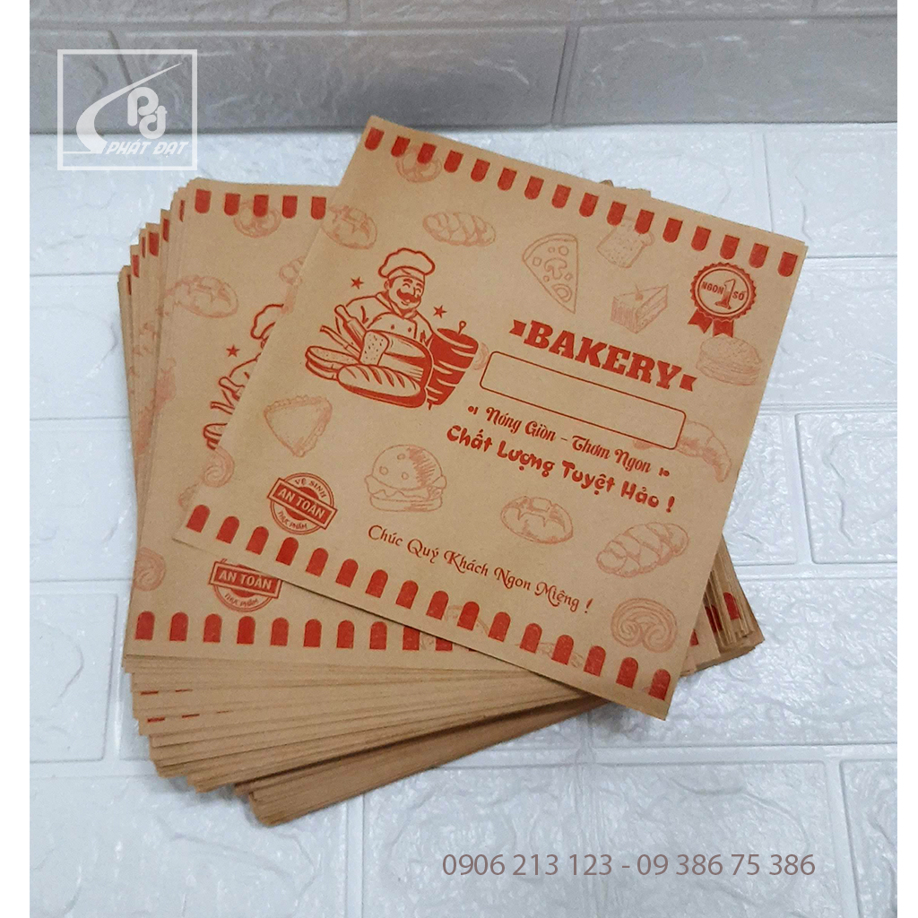 Túi giấy Kraft Bánh mì thổ nhĩ kì, Kebab, tam giác in sẵn 100 cái