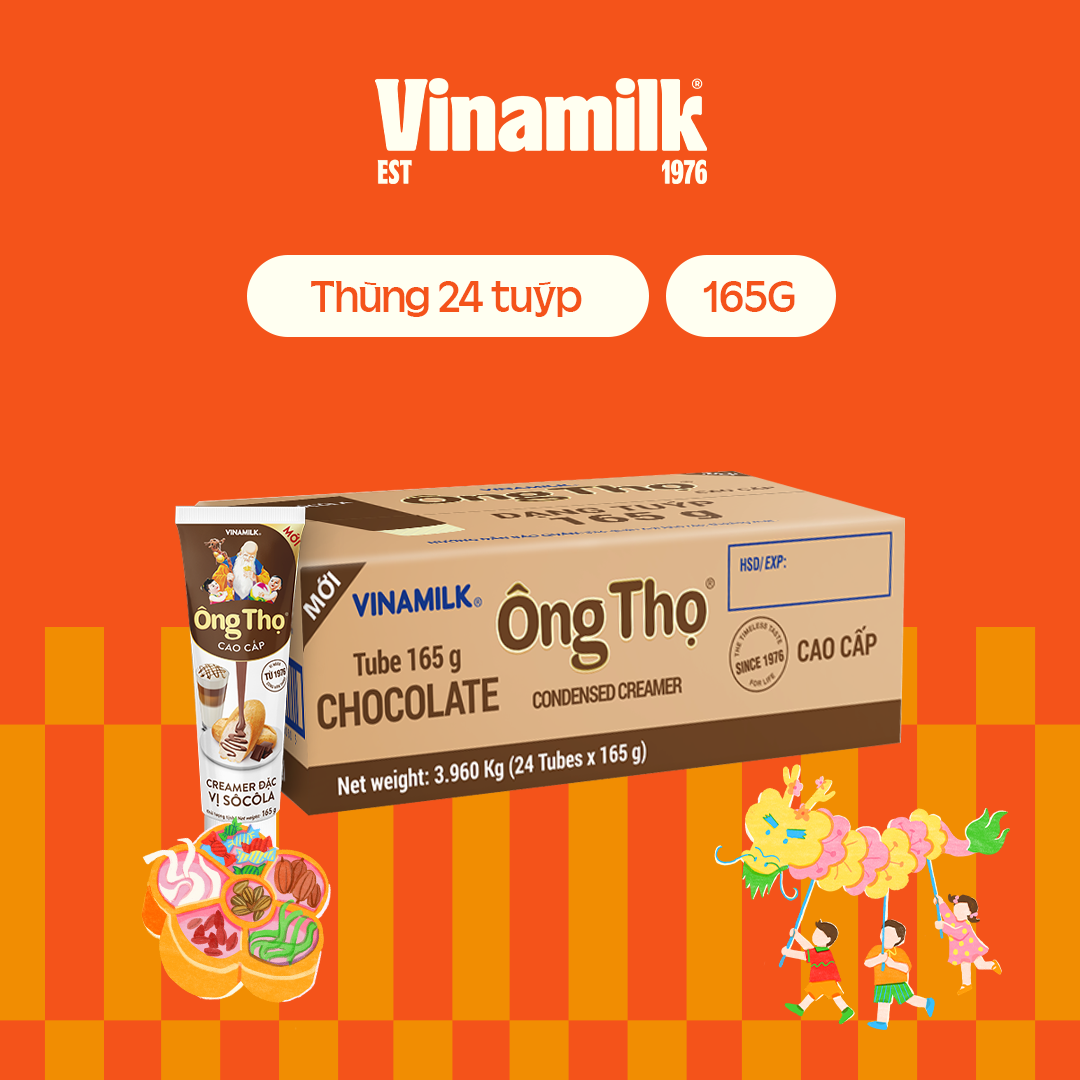Thùng 24 tuýp sữa đặc có đường ông thọ socola _ tuýp 165g