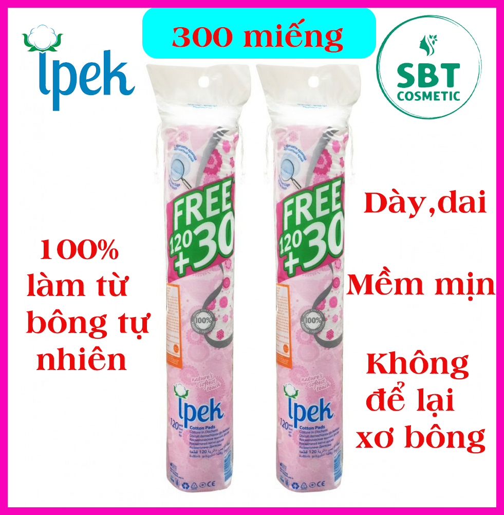 [HCM][COMBO 2 CÂY] Gồm 300 Miếng Bông Tẩy Trang Ipek Thổ Nhĩ Kỳ-Không Để Lại Xơ Bông 100% Làm Từ Bông Gòn