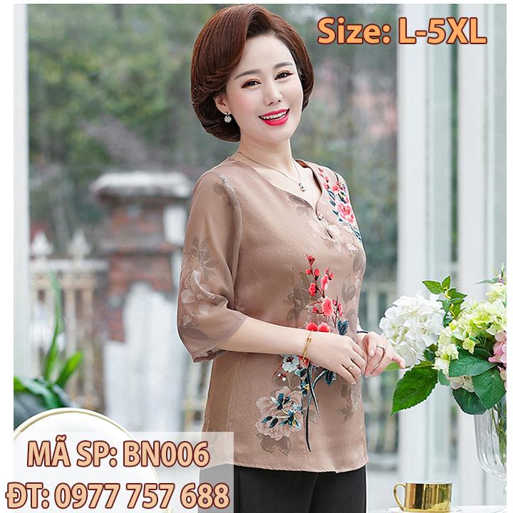 Bộ đồ thời trang quần áo ống rộng trung niên cho mẹ chất lụa thoáng mát BN006