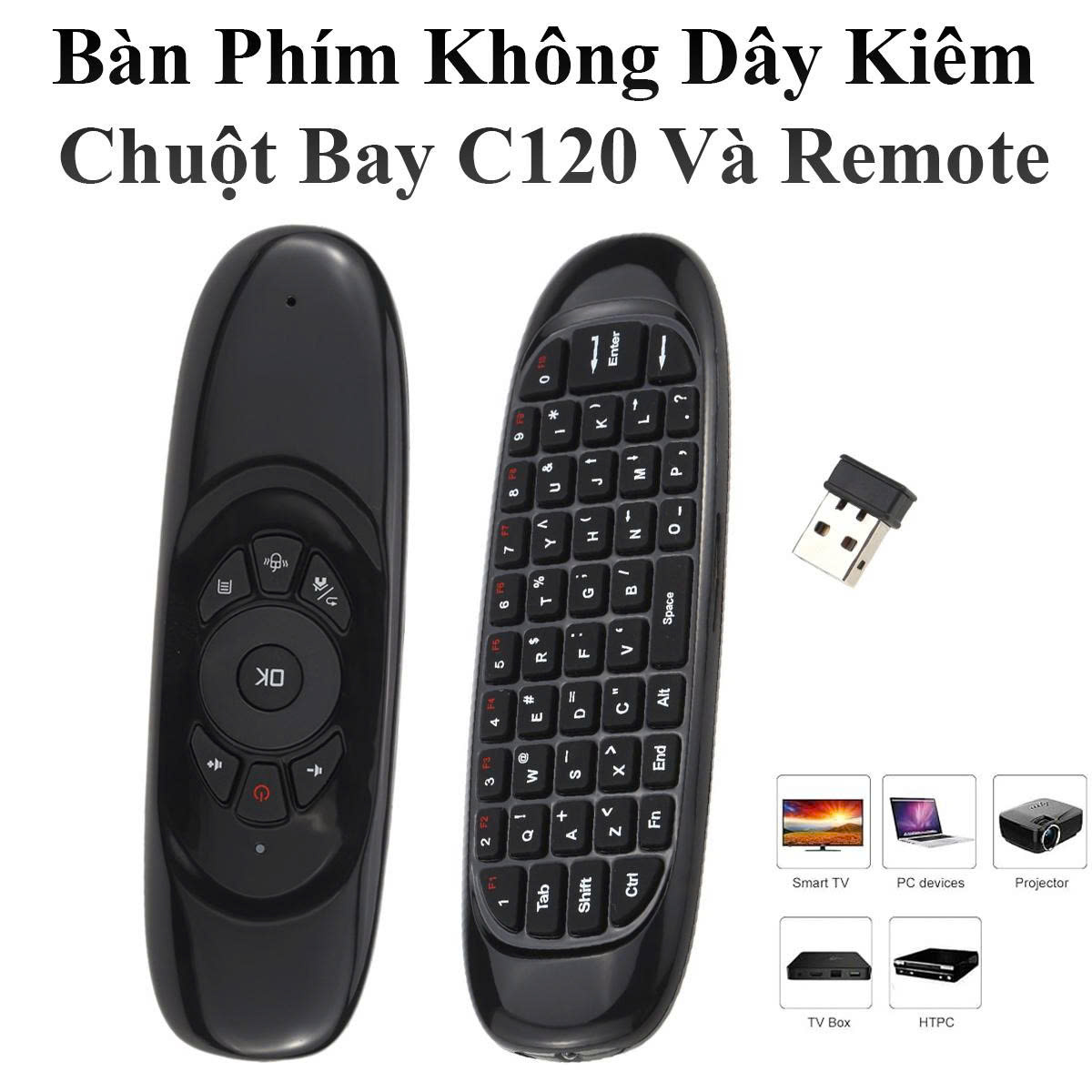 Bàn Phím Không Dây Mini Kiêm Chuột Bay C120 Air Mouse Điều Khiển Từ Xa