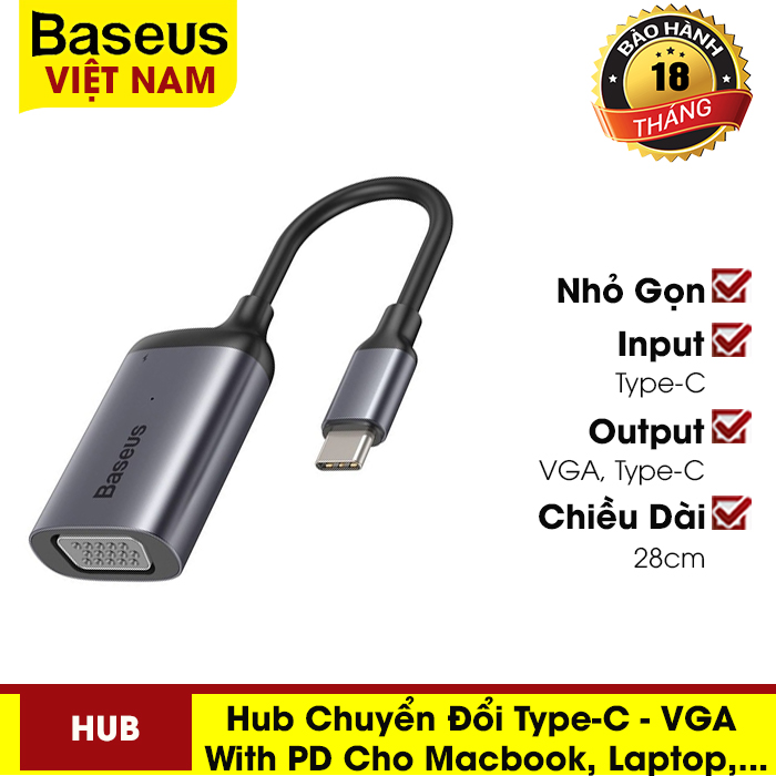 [BẢO HÀNH 12 THÁNG] Hub chuyển đổi Type-C to VGA / HDMI / Mini DP (Màu xám) cho MacBook Pro Air HuaWei MateBook