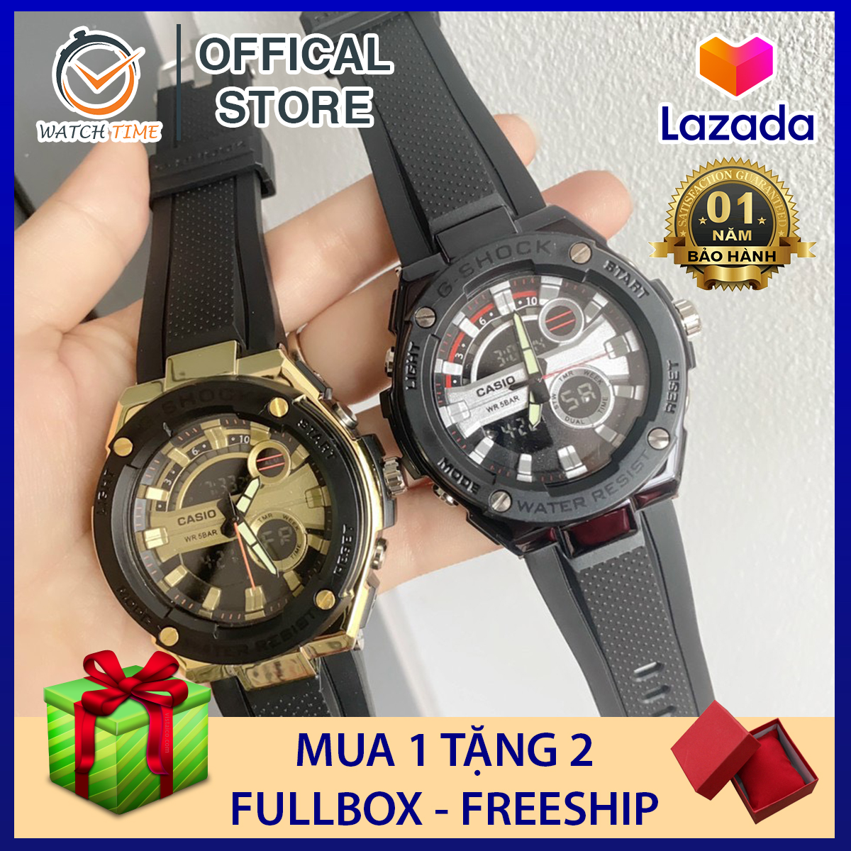 Đồng hồ Casio G-Shock Nam GST 210 - Vỏ bằng thép cao cấp với cấu trúc bảo vệ lớp, chống va đập cực tốt - Bảo Hành dài hạn