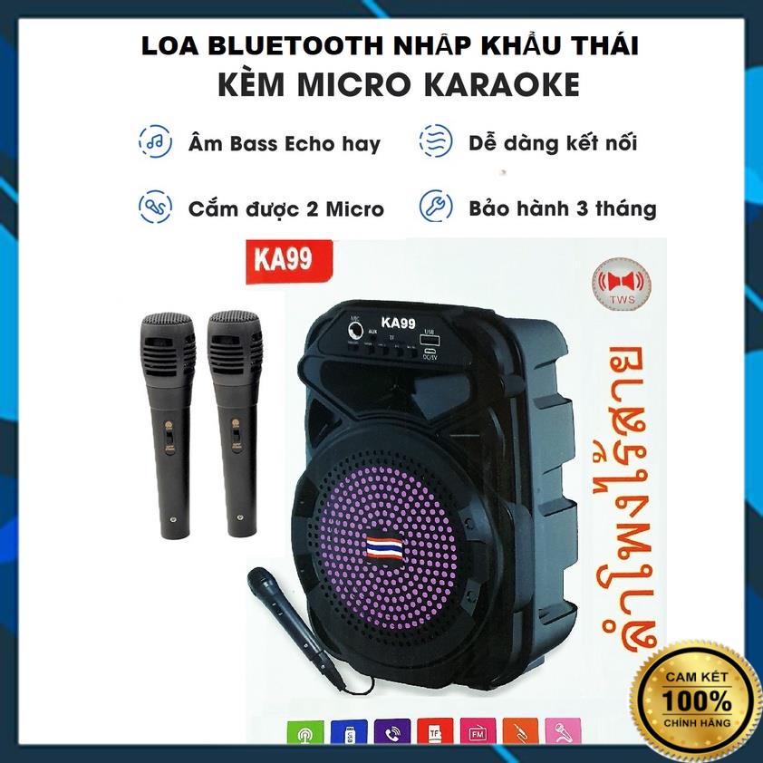 Loa karaoke bluetooth ka99 nhập thái lan - tặng 2 mic hát song ca, loa karraoke kimiso s1 - thẻ nhớ usb đài fm
