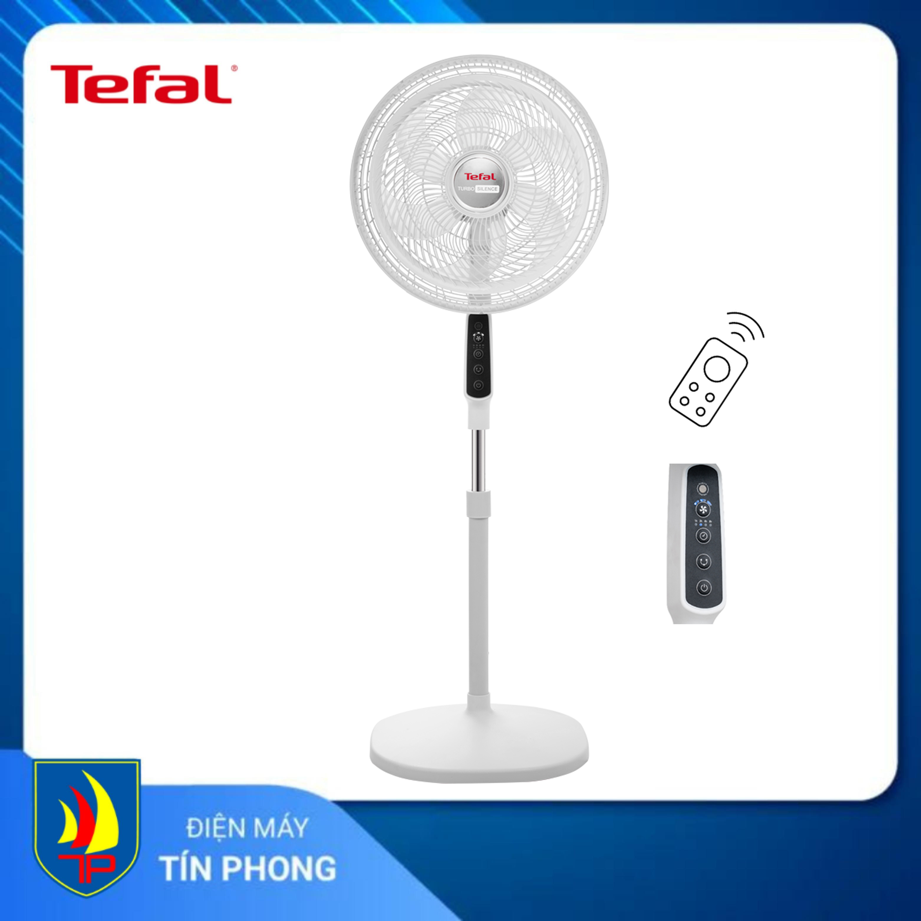 2023 Quạt Đứng Tefal Turbo Silence Stand VH679690 Trắng Cánh Trắng 6 cánh điều khiển từ xa điều chỉnh độ cao bảo hành 24 tháng Hỏa tốc 2H HCM