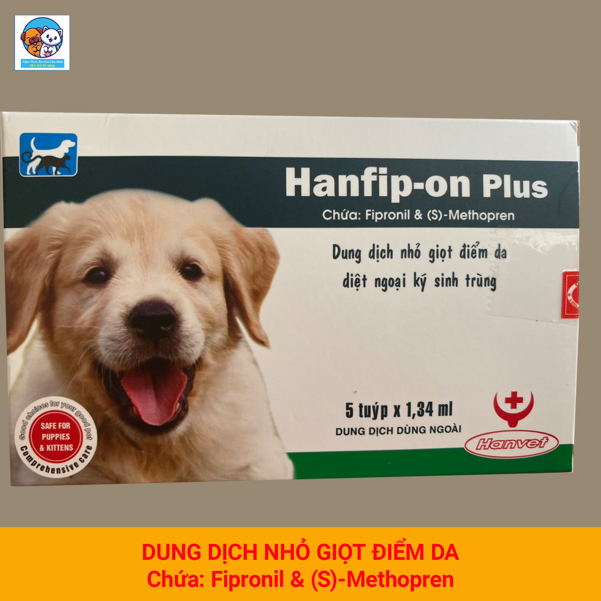 Nhỏ gáy kiểm soát ve rận bọ ghẻ chó mèo Hanfip-on Plus 1 hộp/ 5 Tuýt/1,34ml