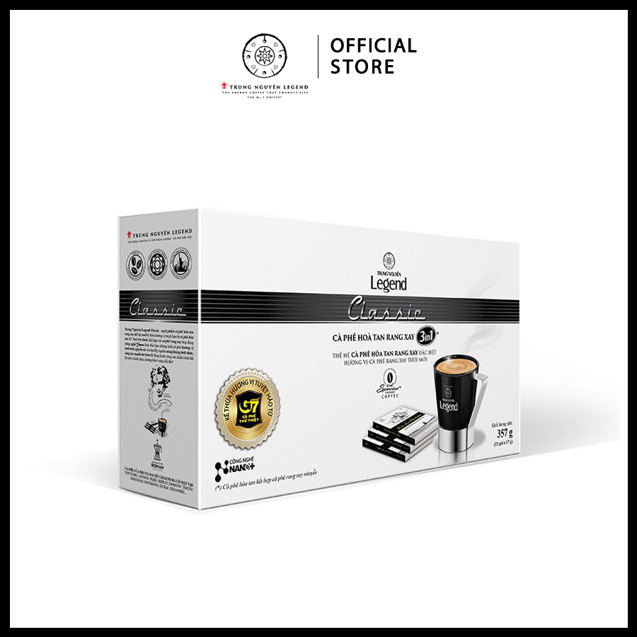 Trung Nguyên Legend - Cà phê sữa hoà tan rang xay 3in1 Classic - Hộp 21 gói x 17gr