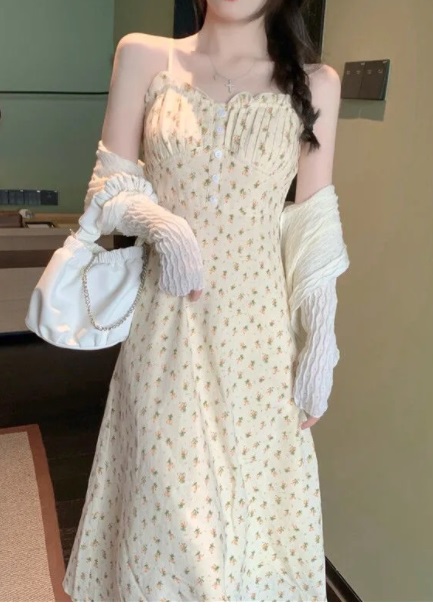 Váy hai dây hoa nhí ht01 phong cách hàn quốc