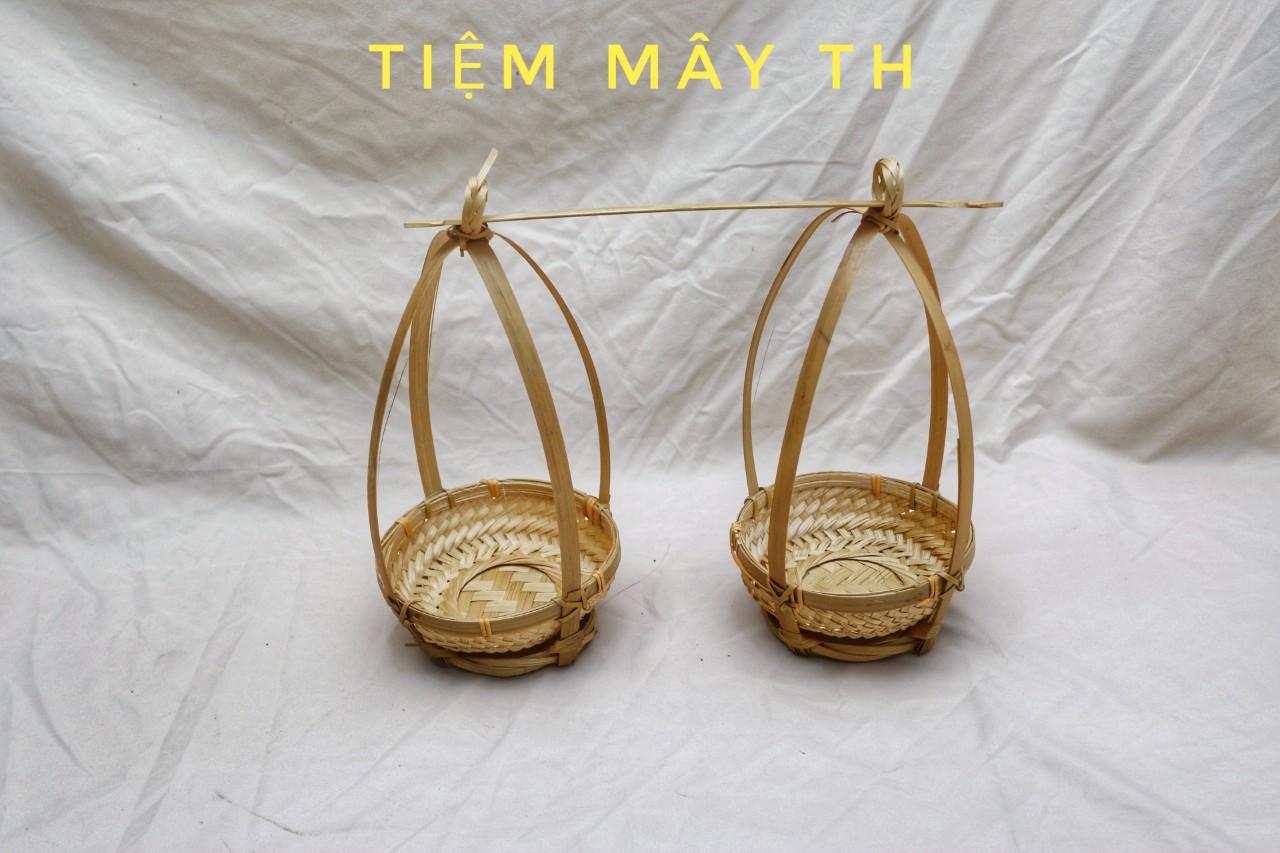 Quang gánh tre trang trí TIỆM MÂY TH, quang gánh decor, quang gánh mini