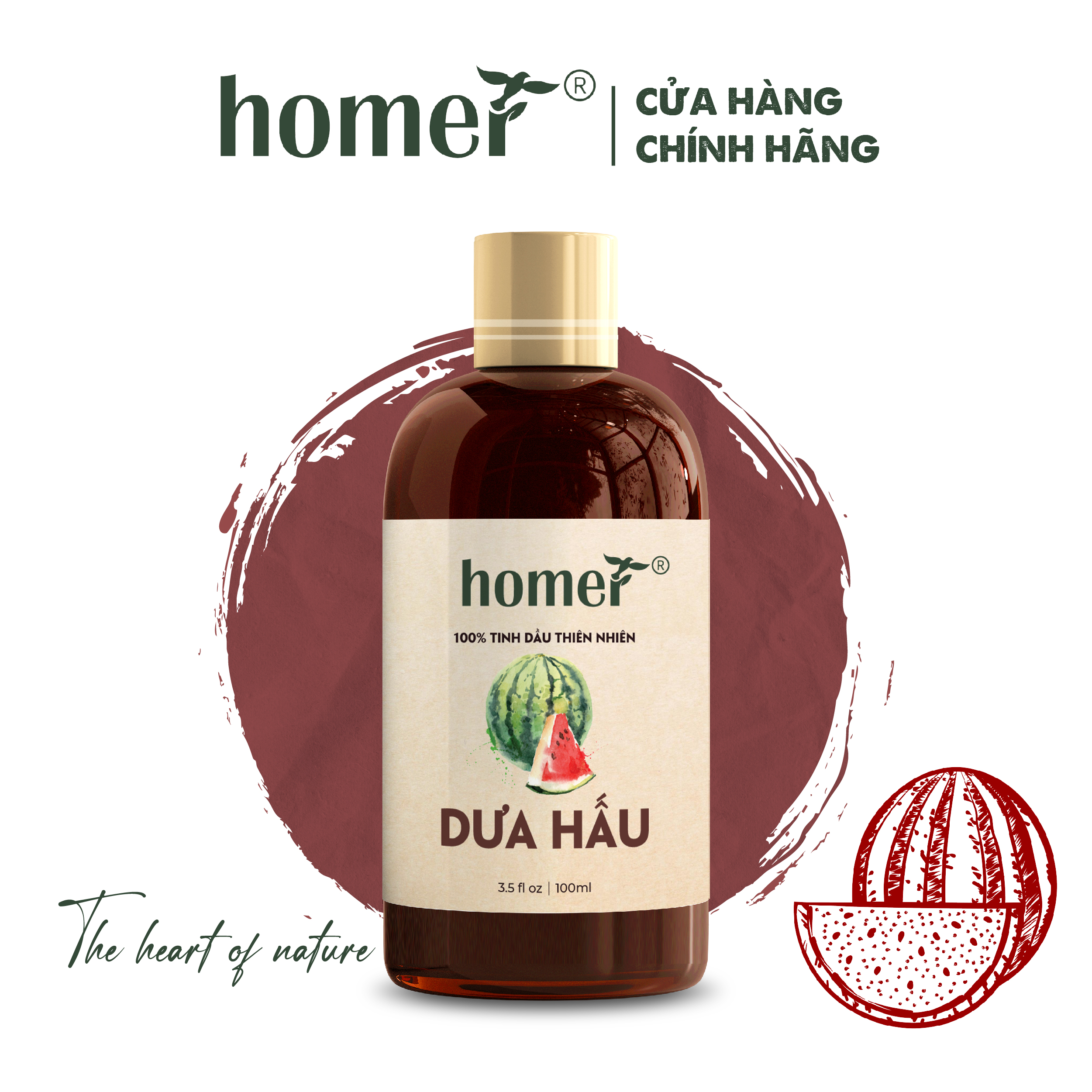 Tinh Dầu Dưa Hấu Homer 20ml/100ml - Tinh Dầu Trái Cây - Tinh dầu xông phòng, thơm nhà hương vị mới