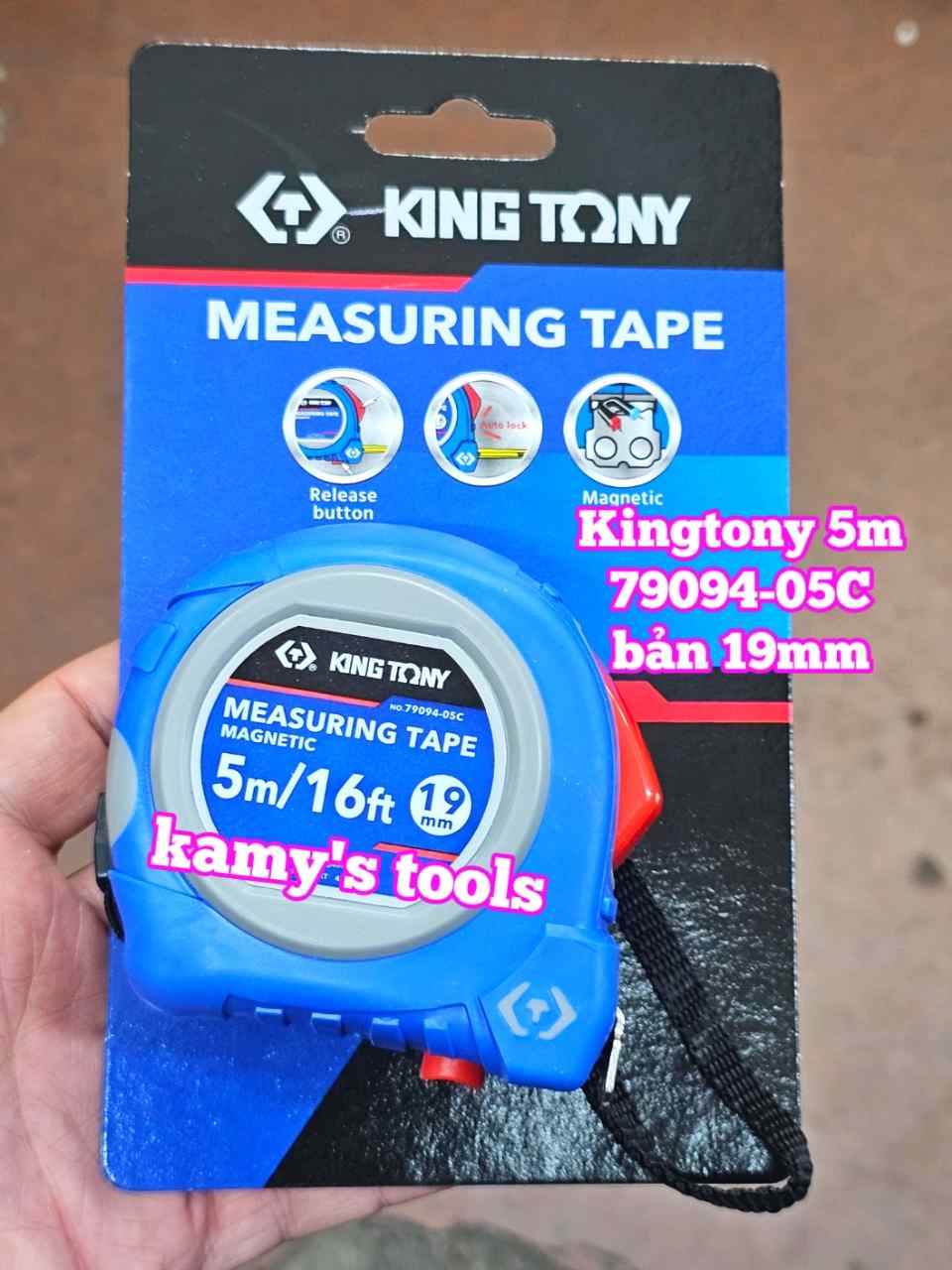 Thước cuộn 5 mét bản 19mm kingtony model 79094-05c thước kéo 5m