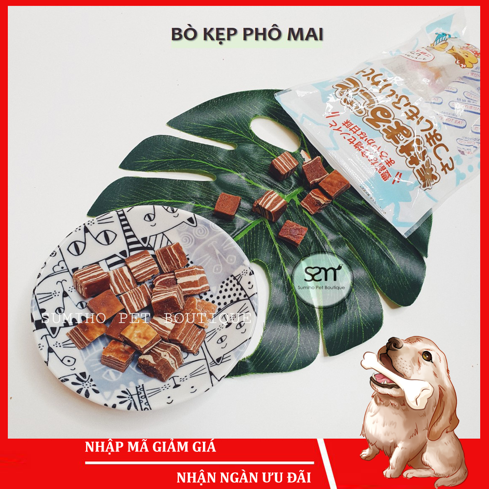 [Hoàn tiền 6%] Bánh thưởng cho chó Sumiho (Bò kẹp phô mai) (100gr/túi) Đồ ăn cho chó mèo thú cưng