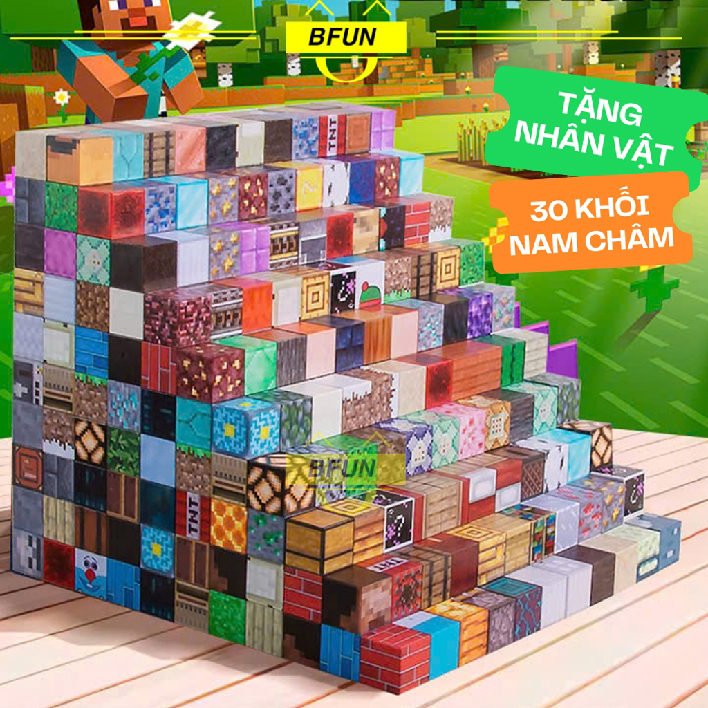 Đồ Chơi Minecraft Nam Châm Khối Xây Dựng Mô Hình - Đồ Chơi Lắp Ráp Từ Tính Cho Bé Trai , Bé Gái Quà Tặng Bfun