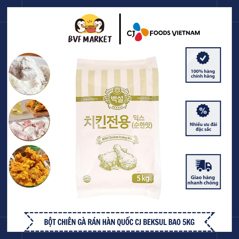 Bột chiên gà rán trộn sẵn gia vị beksul hàn quốc 5kg siêu rẻ dành cho nhà hàng quán ăn