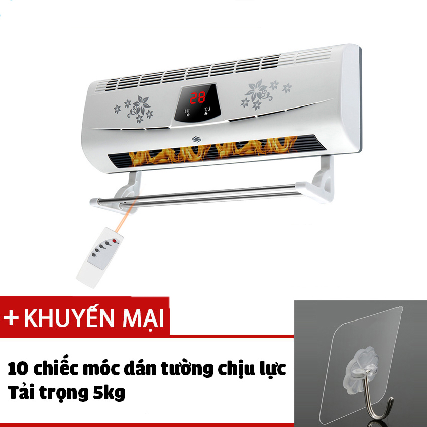 (TẶNG 10 MÓC GIÁN TƯỜNG) Máy sưởi nhà tắm phòng ngủ YANGZI-4502 để bàn hoặc treo tường có điều khiển từ xa