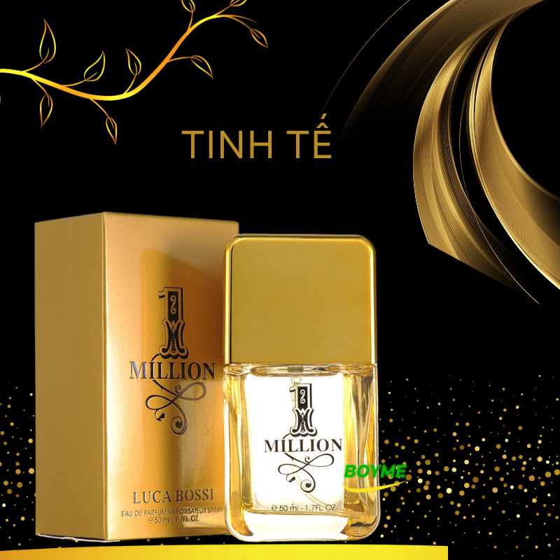Nước Hoa Nam Men Chính Hãng Thơm Lâu MILLION, Lấy Cảm Hứng Từ Đất Nước Pháp Mộng Mơ Đã Tạo Nên Chai Nước Hoa Nam Sang Trọng, Hào Quang, Sành Điệu Nhưng Cũng Rất Ngọt Ngào, Lãng Mạn, Thể Tích 50ml