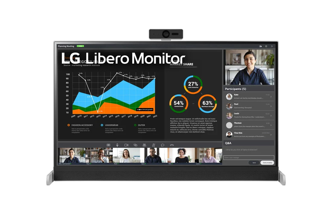 Màn hình lg qhd libero 27 inch với webcam full hd, chân đế linh hoạt có thể để bàn hoặc treo tường, 27bq70qc