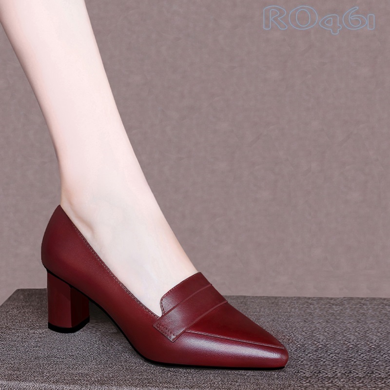 Giày cao gót nữ đế trụ 5cm giày nữ hàng hiệu Rosata da mềm thời trang RO461