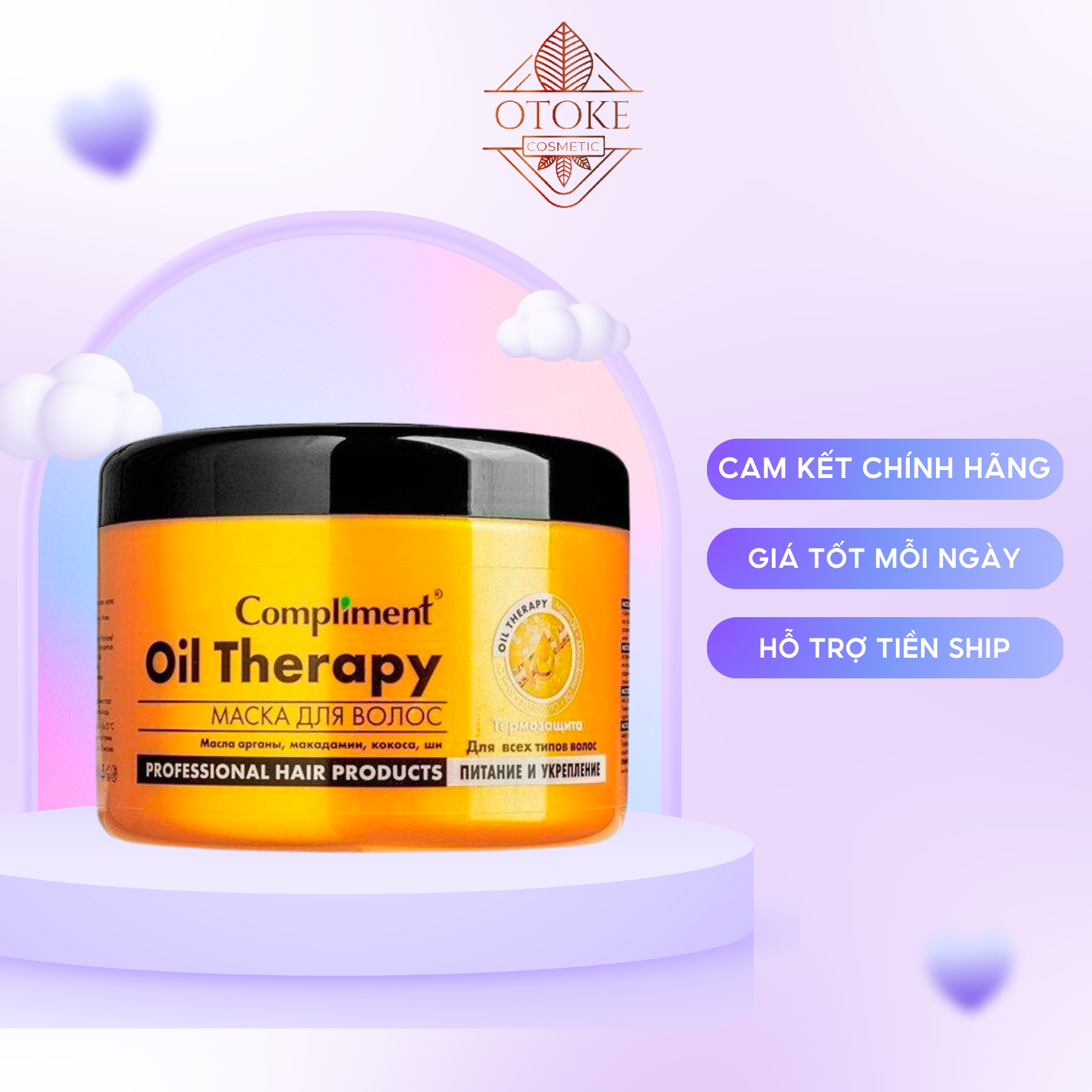 Ủ Tóc Compliment Oil Therapy Argan Oil Chăm Sóc Chuẩn Salon Phục Hồi Dưỡng Tóc Chắc Khoẻ Bóng Mượt Bồng Bềnh 500ml