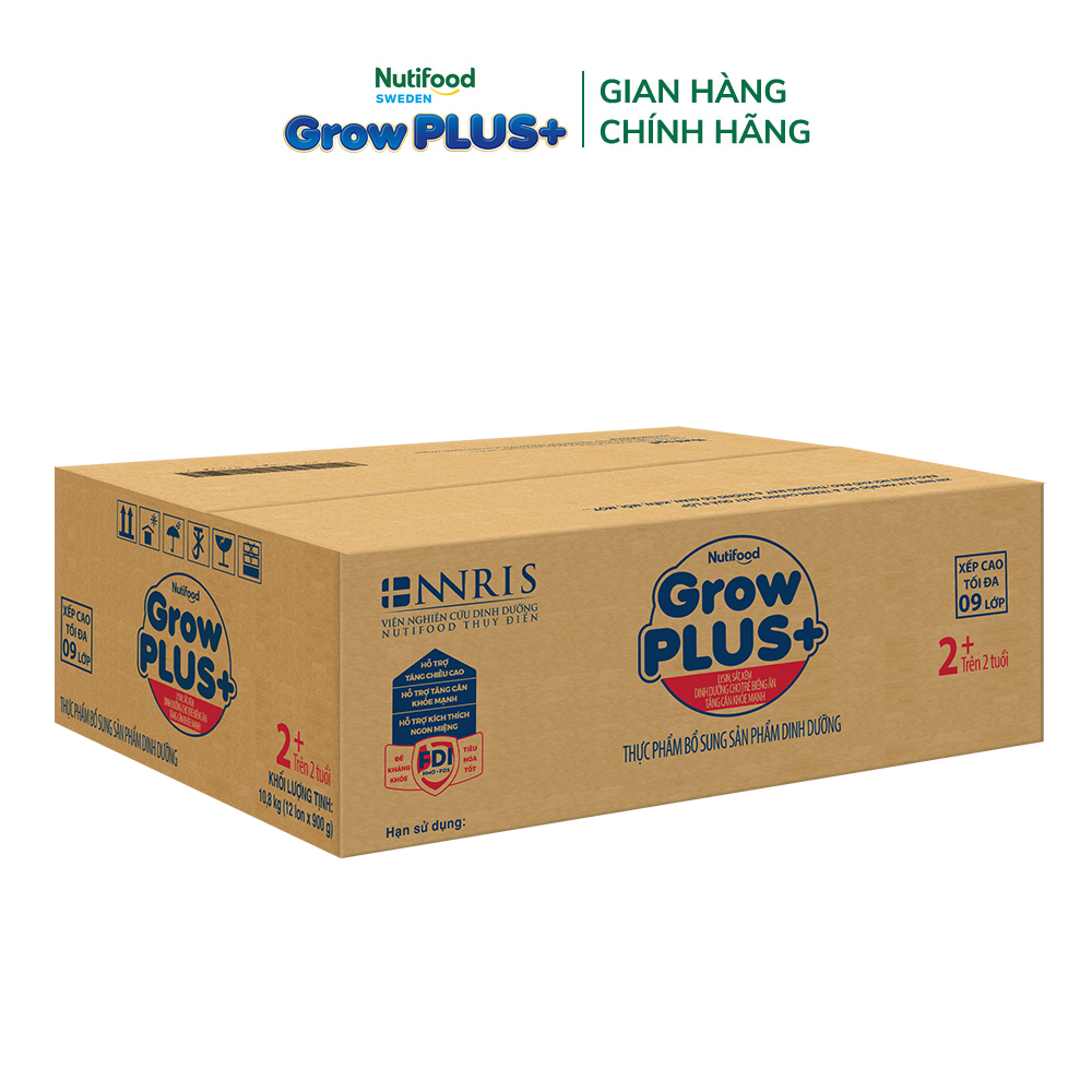 Sữa Bột Nutifood GrowPLUS+ Biếng Ăn (Xanh) 2+ - Hỗ trợ kích thích ngon miệng, tăng cân khỏe mạnh (Lon 900g)